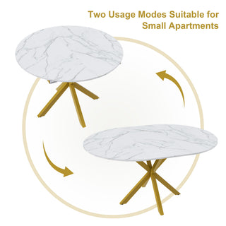 Round Dining Table With Extendable Blades, X Base