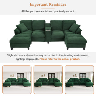 Modern U - Shaped Sectional Sofa With Storage Ottomans, USB Ports, And Cup Holders