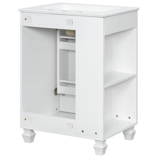 Classic Retro Bathroom Vanity With Sink, Door Shelf, Side Open Storage Frame