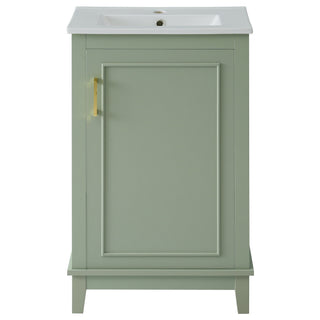 Modern Small Bathroom Vanity Cabinet With Ceramic Basin, Ample Storage, 1 Soft Close Door