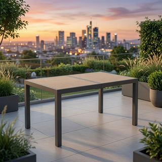Rectangle Outdoor Patio Table With Slatted Top - Gray