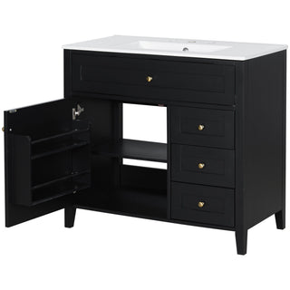 Bathroom Vanity With Sink, Cabinet With 3 Drawers And Adjustable Shelf