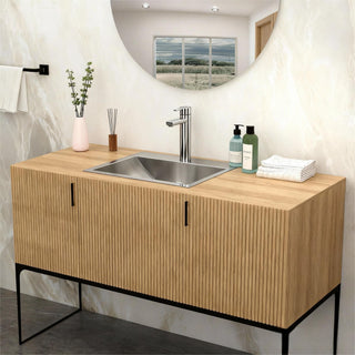 21 X 17" Drop In Bathroom Sink With Pop Up Drain, Stainless Steel Su304, Durable & Rust Resistant, Easy Installation - Brushed Nickel