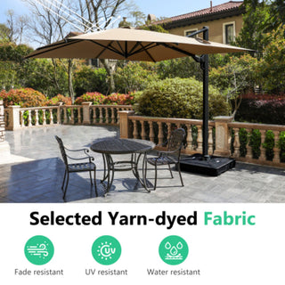 Round Cantilever Patio Umbrella With 360 Rotation & Infinite Tilt Adjustment