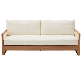 Modern 3 Seater Sofa With Wood Armrests