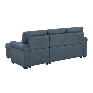 Blend Upholstered Sleeper Sofa With Reversible Chaise And Tufted Back - Dark Blue