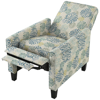 Upholstered Push Back Recliner Chair For Living Room - Blue