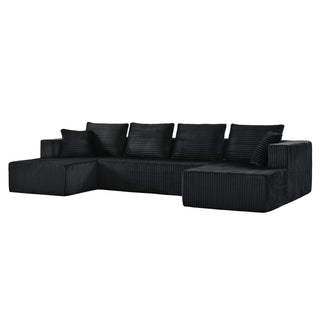 U-Shaped Modular Sectional Sofa With Double Chaise, Oversized Deep Seat For Living Room