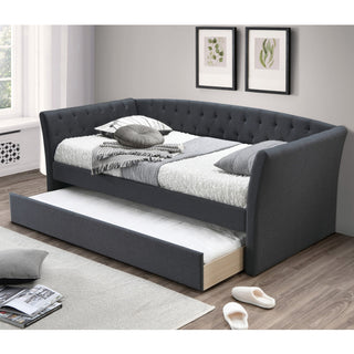Daybed With Trundle Button Tufted Slat Included - Charcoal