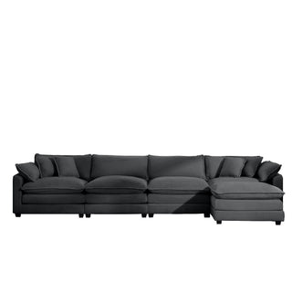 Modular Oversized Cushion Sofa With Ottoman, Low Back, Deep Seating Sofa Set