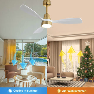 48" Ceiling Fan With 3 Blades, Remote Control Reversible DC Motor For Living Room