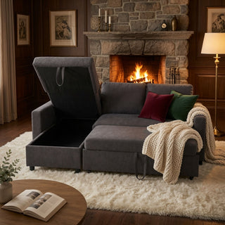 L - Shaped Convertible Sofa Bed With Storage Chaise
