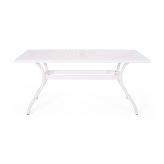 Celestine - Outdoor Cast Aluminum Dining Table With Floral Lattice Design And Umbrella Holder