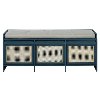 Entryway Shoe Bench With Drawers & Button Tufted Cushion