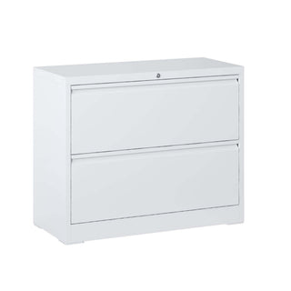 Lateral File Cabinet 2 Drawer, Locking File Cabinet With Anti Tip Interlock, Heavy Duty Storage For Letter / Legal / A4 Files - White