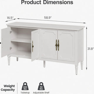 Vintage Buffet Cabinet With Adjustable Shelves