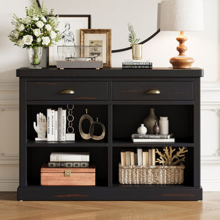 Console Table With 2 Drawers And Open Shelves
