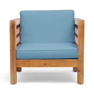 Outdoor Acacia Wood Patio Chair With Fabric Cushion