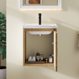 Floating Bathroom Vanity Combo, Wall Mounted Cabinet With Sink & Soft Close Doors For Small Bathrooms