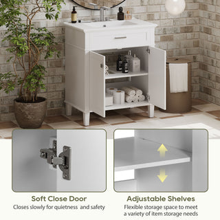 Bathroom Vanity With Ceramic Basin, Soft Close Door And Adjustable Shelves