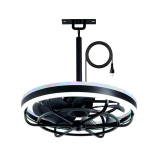 Ceiling Fan Light LED Light Source And Remote Control, 3000 - 6500K Dimmable LED Fan Light, 6 Speeds, For Living Room - Matte Black