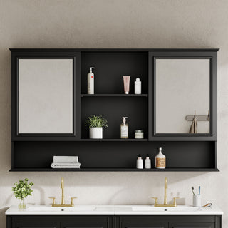Wall Mounted Bathroom Medicine Cabinet With Double Mirrored Doors