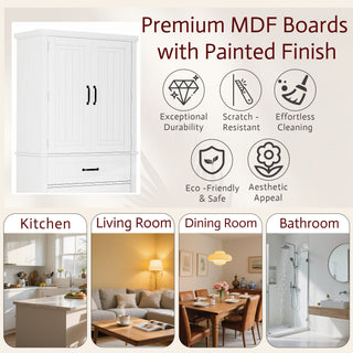 Storage Cabinet With Adjustable Shelves, 2 Drawers, Doors