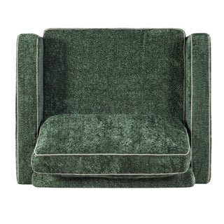 Accent Chair Upholstered Single Sofa With Square Arms, Sewn Pillow Back For Living Room