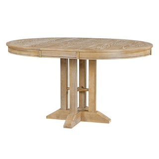 Dining Set & Extendable Round Table And 4 Upholstered Chairs