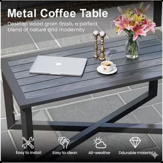 2 Piece Patio Set With Cushions & Coffee Table