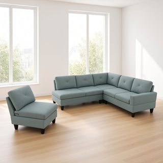 Modular L - Shaped Sectional Sofa 6 Seater 4 Piece Couch With Chaise