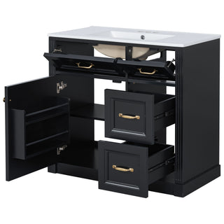 Modern Bathroom Vanity With Sink, 4 Drawers, Soft-Close Door, Adjustable Shelf