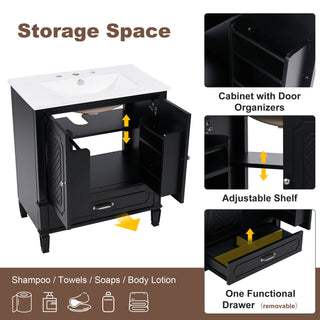 Vintage Style Bathroom Vanity With Sink, Multi Functional Storage, Soft-Closing Door