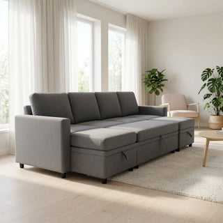 Extra Wide U - Shape Convertible Sleeper Sofa Bed With Dual Storage Ottoman