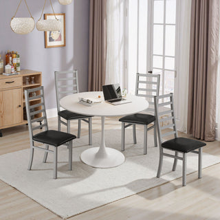 Metal Dining Chairs With Steel Legg, High Back Armless Design