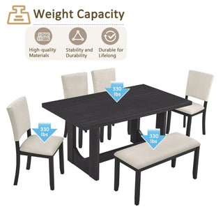 Dining Table Set, Rectangular Kitchen Table With Upholstered Chairs