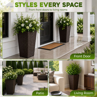Solhome - Indoor / Outdoor Decorative Planter With Removable Insert (Set of 2) - Brown Ebony