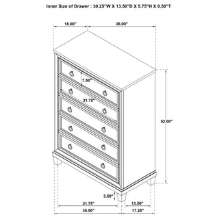 Wedner - 5 Drawer Chest - Oak