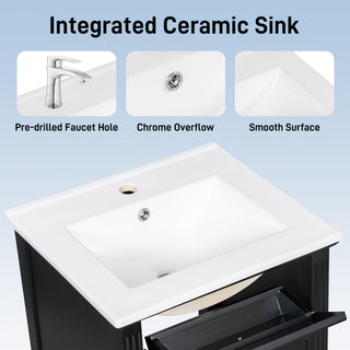 Bathroom Vanity With Sink, Adjustable Shelf, Tilt-Out Drawer