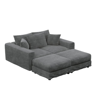 Deep Seat Convertible Sofa With Soft Pillows And Ottomans