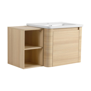 Wall Mounted Bathroom Vanity & Sink, Storage Shelves & Soft Close Door