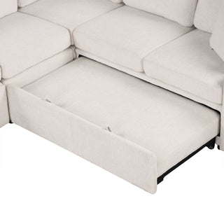 Convertible U-Shaped Sectional Sofa With Pull-Out Bed