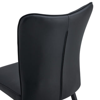 Modern Chair Set 4 Pieces With Vertical Backrest Design For Kitchen And Living Rooms - Black