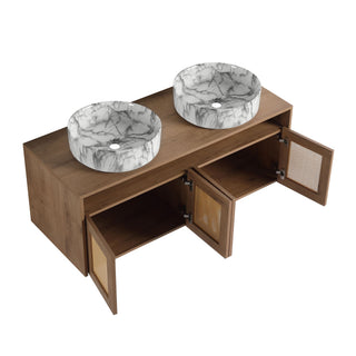 Bathroom Vanity With Art Sink, 2 Soft Close Doors, Float Mounting Design