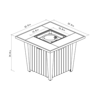 Morden Steel Fire Pit Table With Marble Tile Tabletop, Glass Wind Guard And Lid