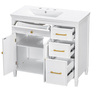 Bathroom Vanity With Sink Top, 3 Soft Closing Drawers