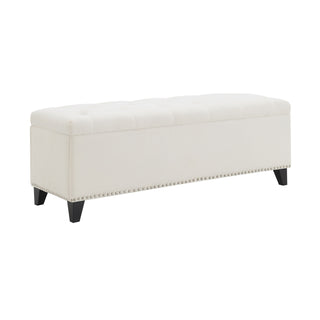 Button-Tufted Storage Ottoman With Safety Close Hinge