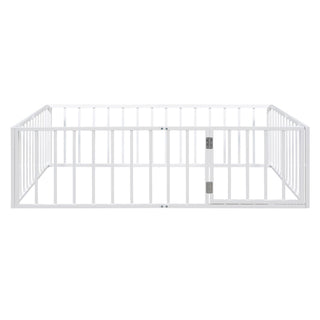 Metal Floor Bed Frame With Fence And Door
