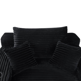 Convertible Chaise Lounge Chair & Wide Armrest & Throw Pillows - Black