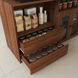 Kitchen Island With Extendable & Rotating Table